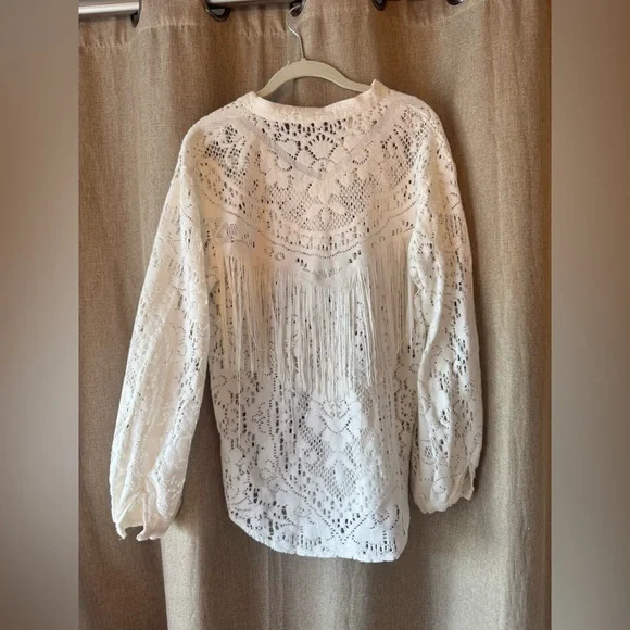 Spell White Lace Blouse w Fringe - Picture 7 of 10